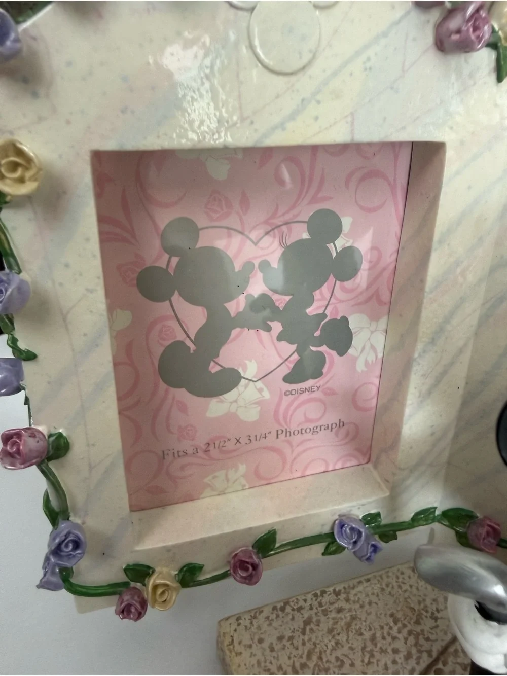 Disney Mickey & Minnie Bride & Groom Wedding Photo Frame Vtg